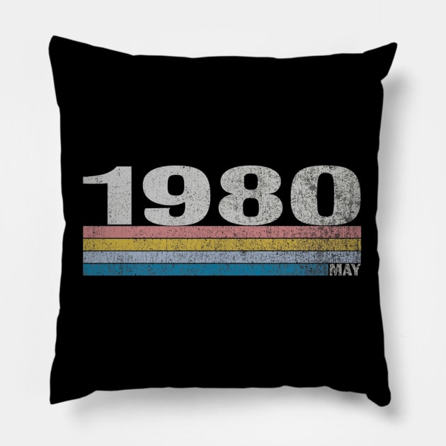 39th Birthday Retro Born in May of 1980 Pillow by bummersempre66