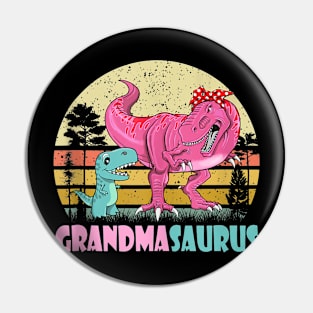 Grandmasaurus T Rex Dinosaur Grandma Saurus Family Matching Pin