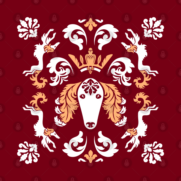 The Spirit of Saluki Damask (Red) by illucalliart