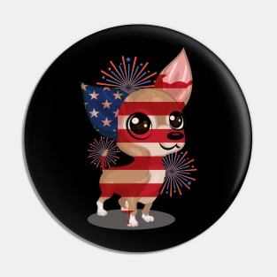 Funny American Dog Chihuahua, 4th of July Gifts Pin