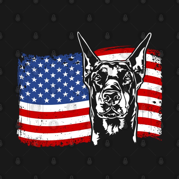 Proud Doberman Pinscher American Flag patriotic dog by wilsigns