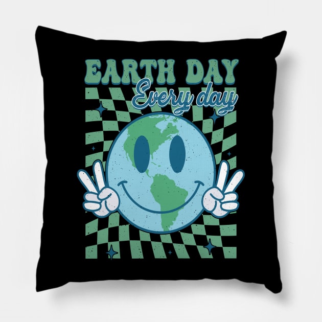 Happy Earth Day Everyday GROOVEY Pillow by rhazi mode plagget