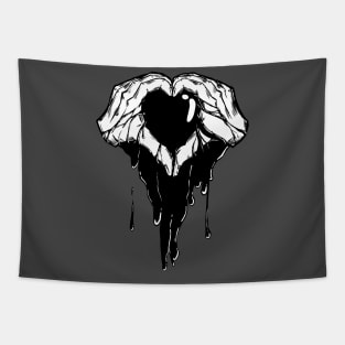 Heart Hands With Dripping Black Ink Tapestry