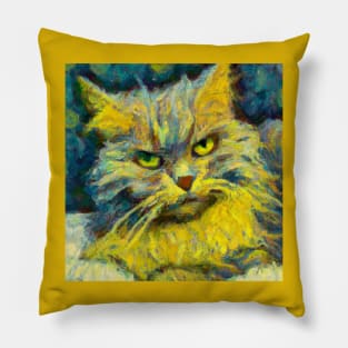 Portrait of Cat in Van Gogh's Style Pillow