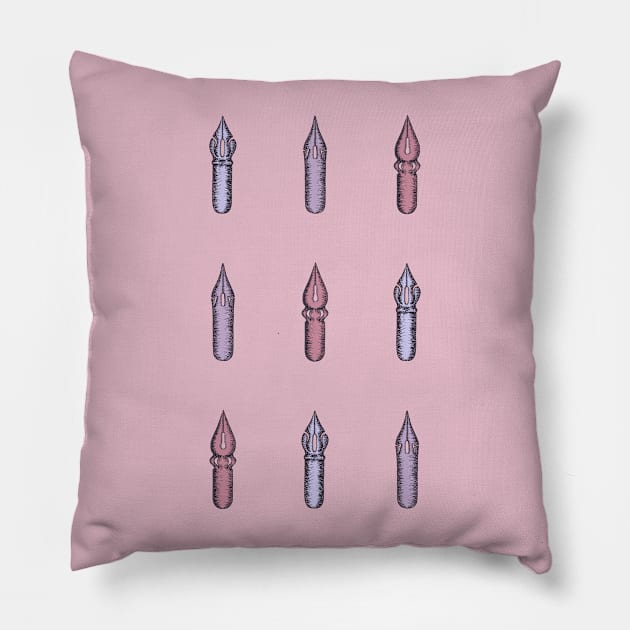 Nine Dip Pen Nibs (Dusty Rose Palette) Pillow by illucalliart