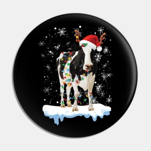 Mooey Christmas Heifers Santa Xmas Lights Cow Lovers Pin