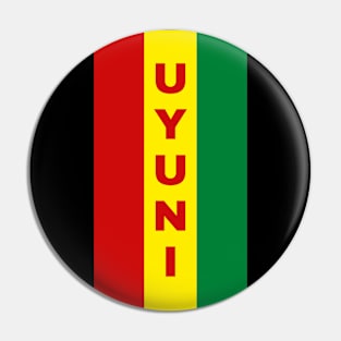 Uyuni City in Bolivian Flag Colors Vertical Pin