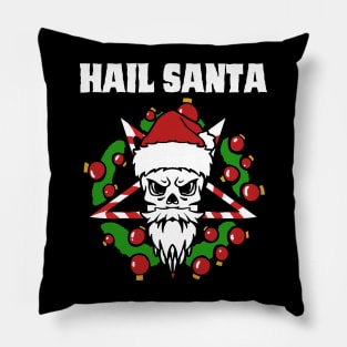 hail santa funny christmas satan santa skull Pillow