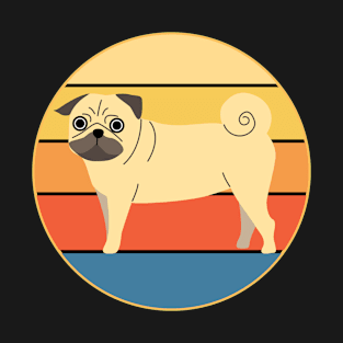 Funny Kawaii Cute Pug Dog Retro Sunset T-Shirt