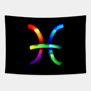 Pisces zodiac sign luminescent paint Tapestry