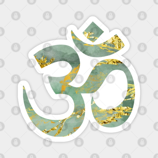 Ohm symbol in spiritual green and gold Magnet by Olly Illustrated