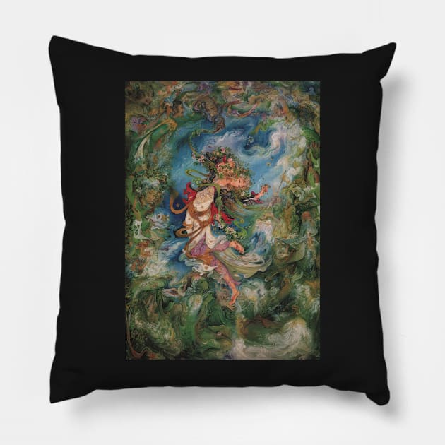 Iranian Miniature Art Painting Pillow by mazis