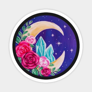 Crystal Floral Moon Magnet