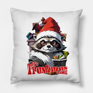 raccoon Christmas Trashmas Pillow