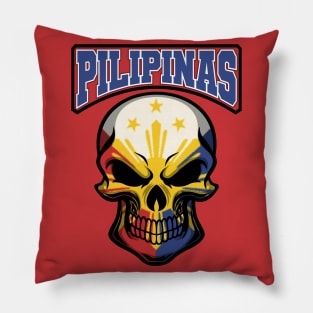 PILIPINAS FLAG IN A SKULL EMBLEM Pillow