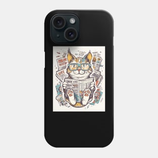 Reading Cat Bookworm Student Phone Case