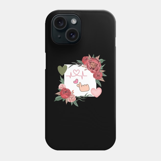 happy valentine's day cute love and floral heart Phone Case by ahlama87