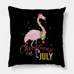 christmas in july summer flamingo Pillow