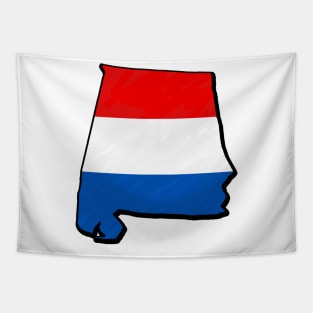 Red, White, and Blue Alabama Outline Tapestry