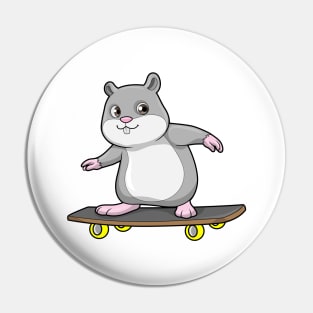 Hamster as Skater with Skateboard Pin