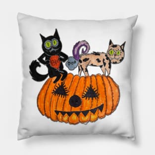 Halloween black Cat. Halloween party pumpkin Pillow