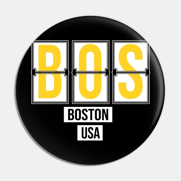 BOS - Boston Airport Code Souvenir or Gift Shirt Pin by HopeandHobby