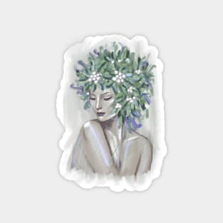 Pretty young girl with flowers in hair. Magnet