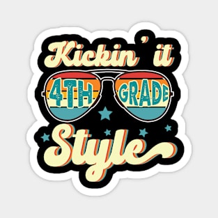 Retro Kickin It 4th Grade Style Teacher Back To School Gift For Boy Girl Kids Magnet