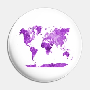 World Map in Watercolor Purple Pin