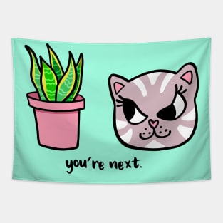 Evil Cat Threatens Plant Tapestry