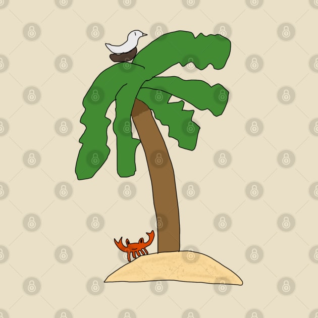 A Palm Tree on a Beach by Usagicollection