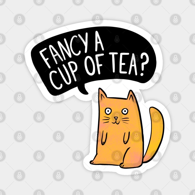 Fancy a cup of Tea - Tiny the Cat Magnet by Drawn to Cats