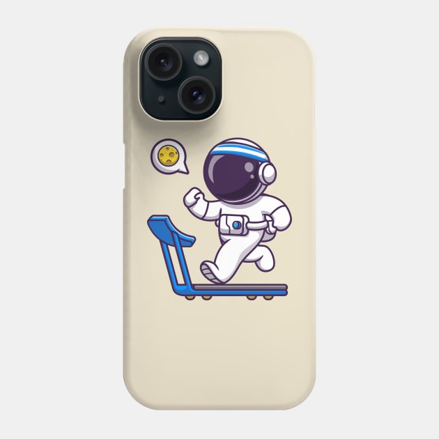 Cute Astronaut Running On Treadmill Cartoon Phone Case by Catalyst Labs