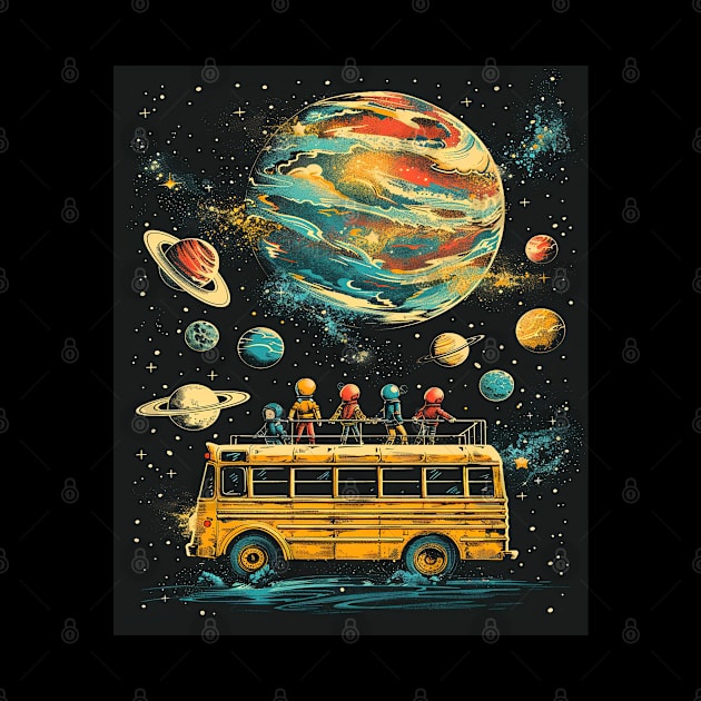 Galactic School Run: Vintage Space Bus Adventure Tee by familycuteycom