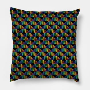 Rainbow Japanese Seigaiha Wave Pattern Pillow