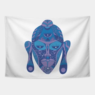 Mountain Blue African Mask 7 Tapestry