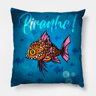 Ugly Piranha fish underwater Pillow