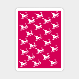 Reindeer sleigh random pink pattern Magnet