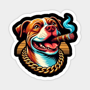 The Dog Life Pitbull Cigar Magnet