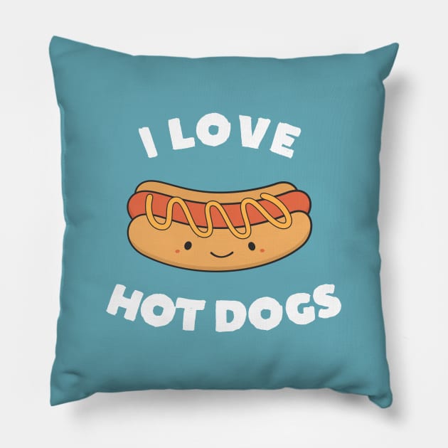 Cute Kawaii I Love Hot Dog T-Shirt Pillow by happinessinatee