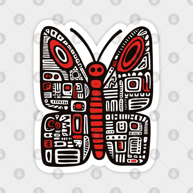 Geometric Folk Art Butterfly for Nature Loving Kids Magnet by TuncGK