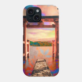 Japan Torii Gate In Water Sunset Collage Art 62 Phone Case