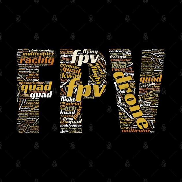 A FPV drone racing or drone racer pilot FPV word cloud by Guntah