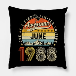 Awesome Since June 1988 Vintage 35th Birthday Pillow