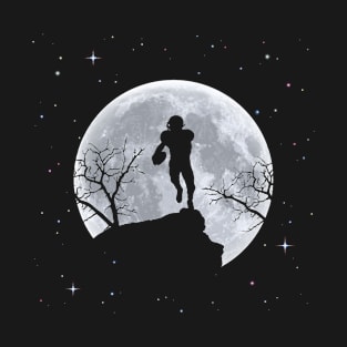 American FootBall Player In Moon T-Shirt