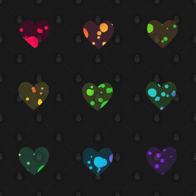 Mini Rainbow Spatter Hearts Sticker Pack by casserolestan