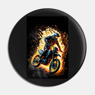 Dirt Bike With Flames Pin