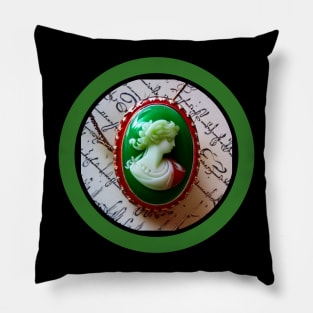 Red and Green Cameo Jewelry Design Pillow