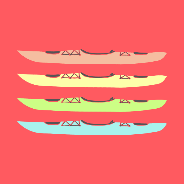 Pastel Rainbow Colored Kayaks by Alissa Carin