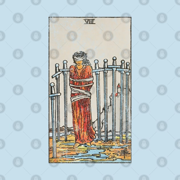 Eight of swords tarot card (distressed) by Nate's World of Tees